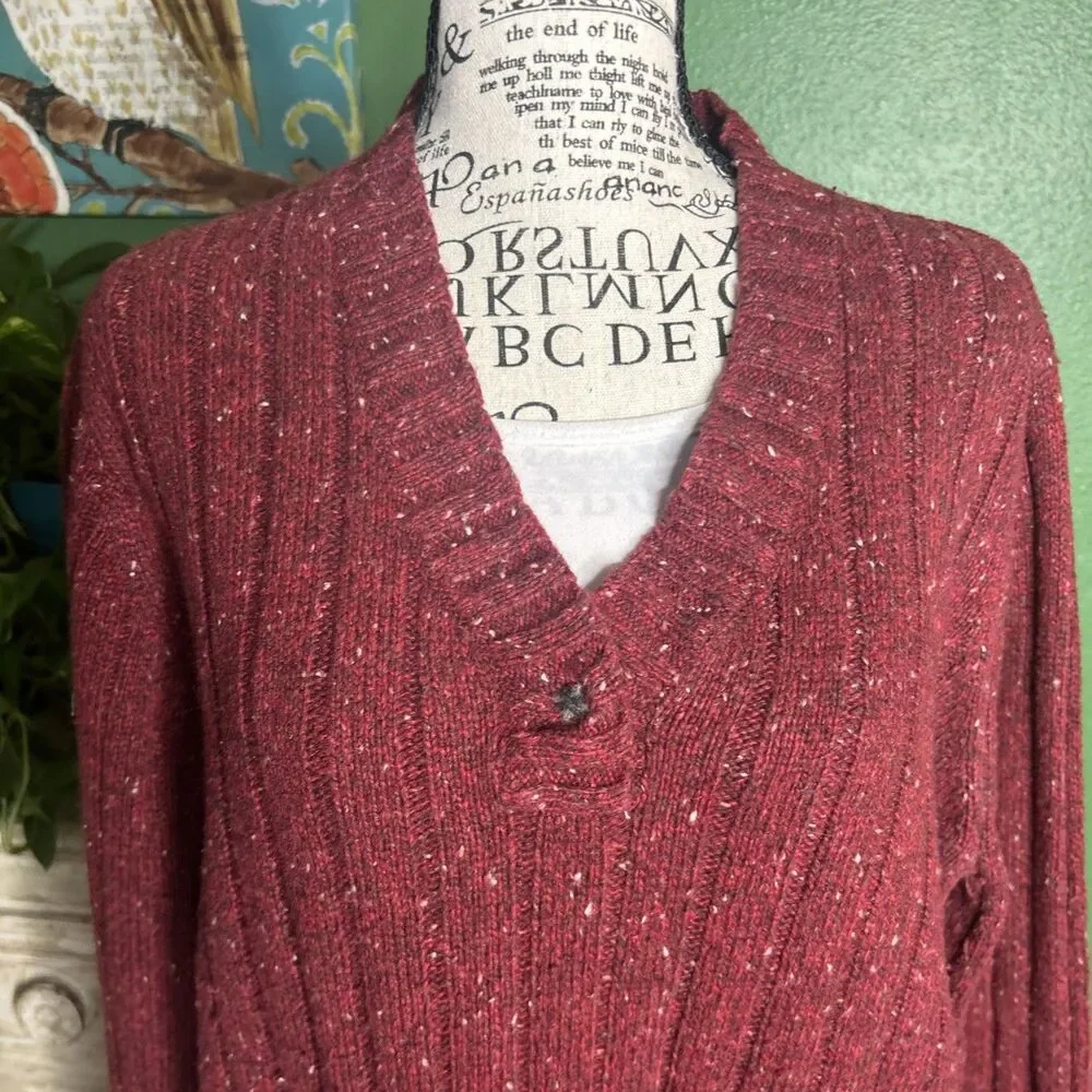 Vtg Woolrich Ruby Wool Blend Vneck Sweater XL 90s Preppy Grunge